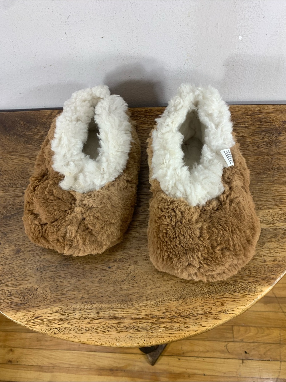 Vintage Pachamama Canada Brown Alpaca real Fur Slippers with Cream Sherpa